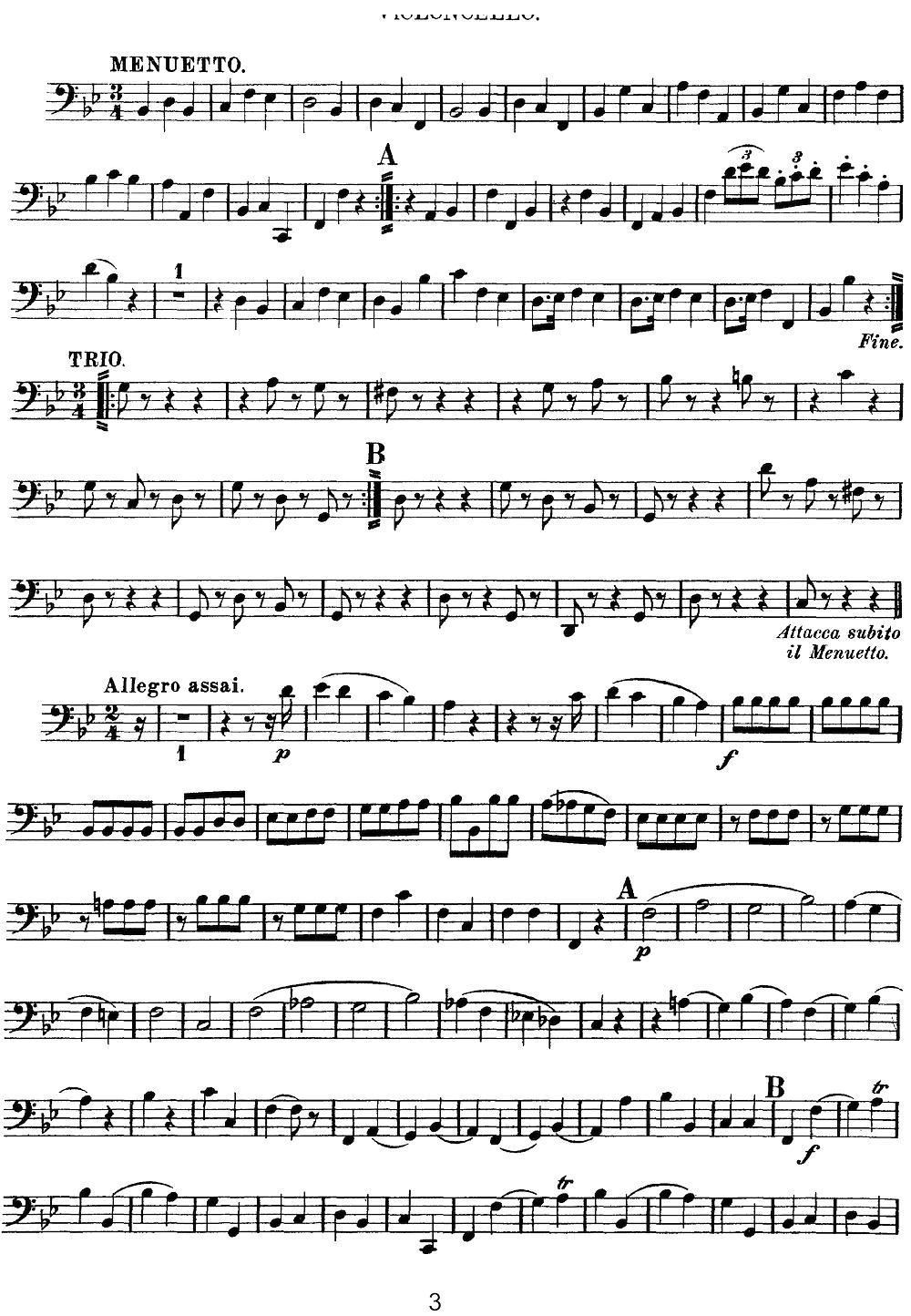 Mozart Quartet No 12 in Bb Major K 172 Cello(十字及以上)3
