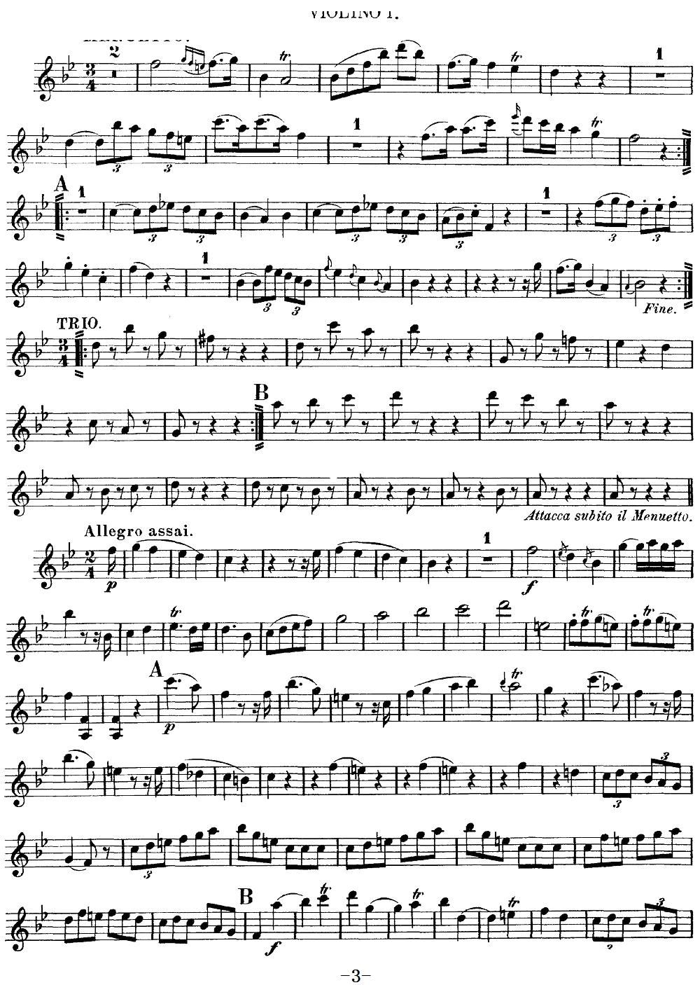 Mozart Quartet No 12 in Bb Major K 172 Violin 1(十字及以上)3