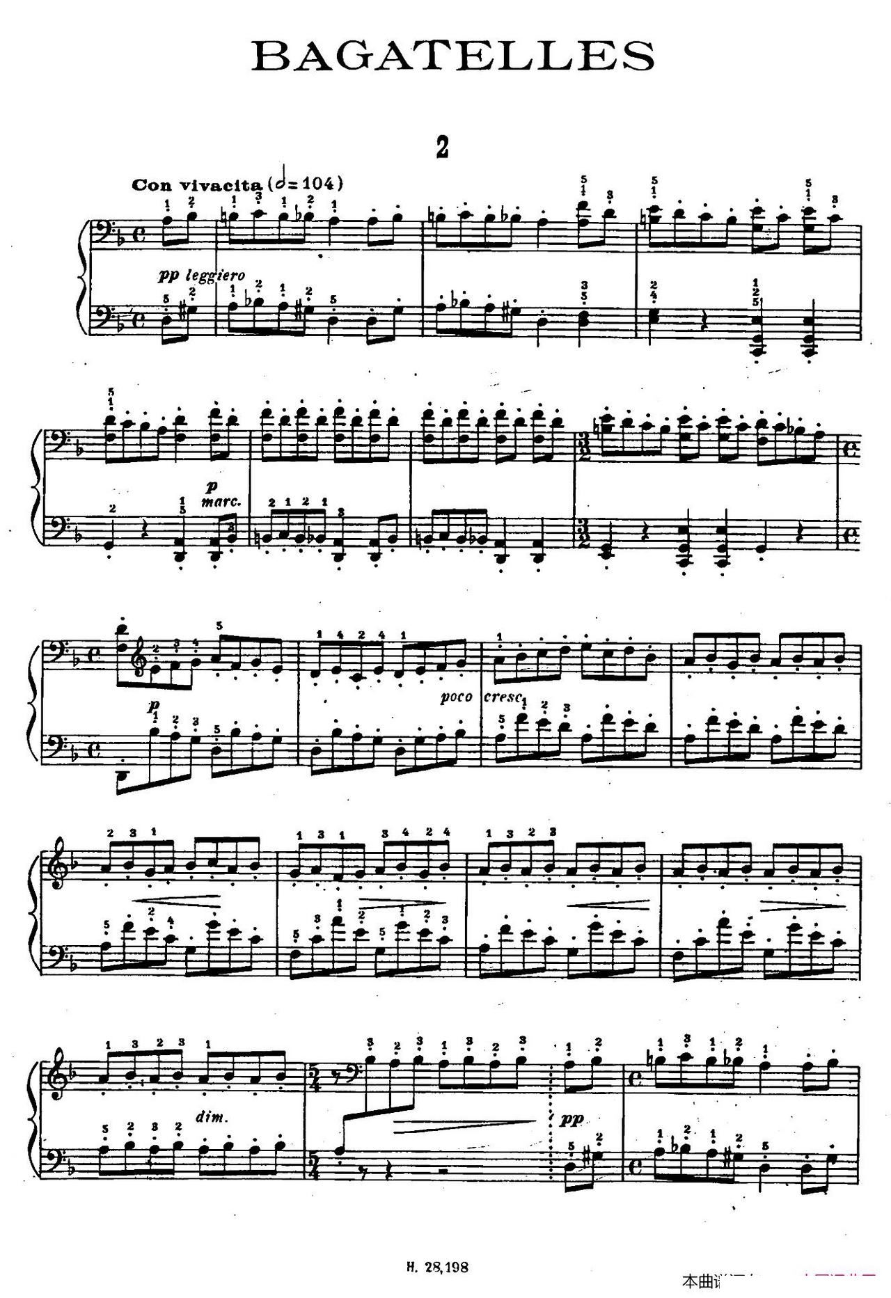 Ten Bagatelles Op 5 10首小品 2 d小调(十字及以上)1