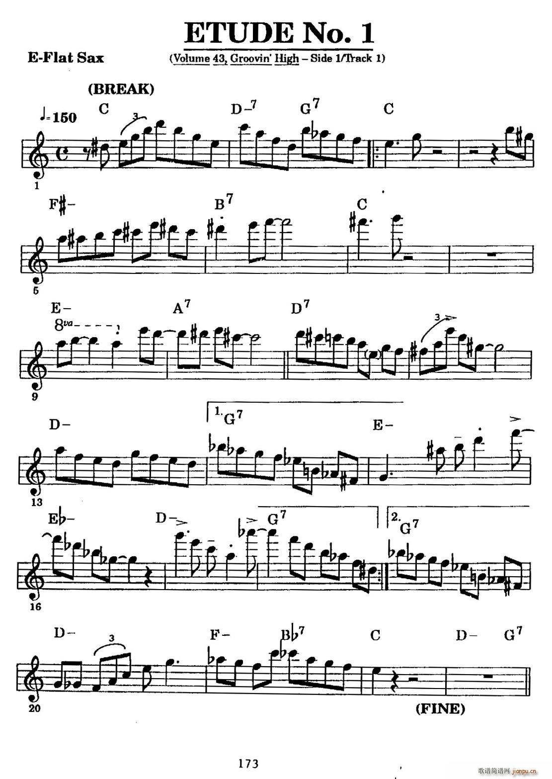 ETUDE No 1 中音萨克斯超吹练习曲(十字及以上)1