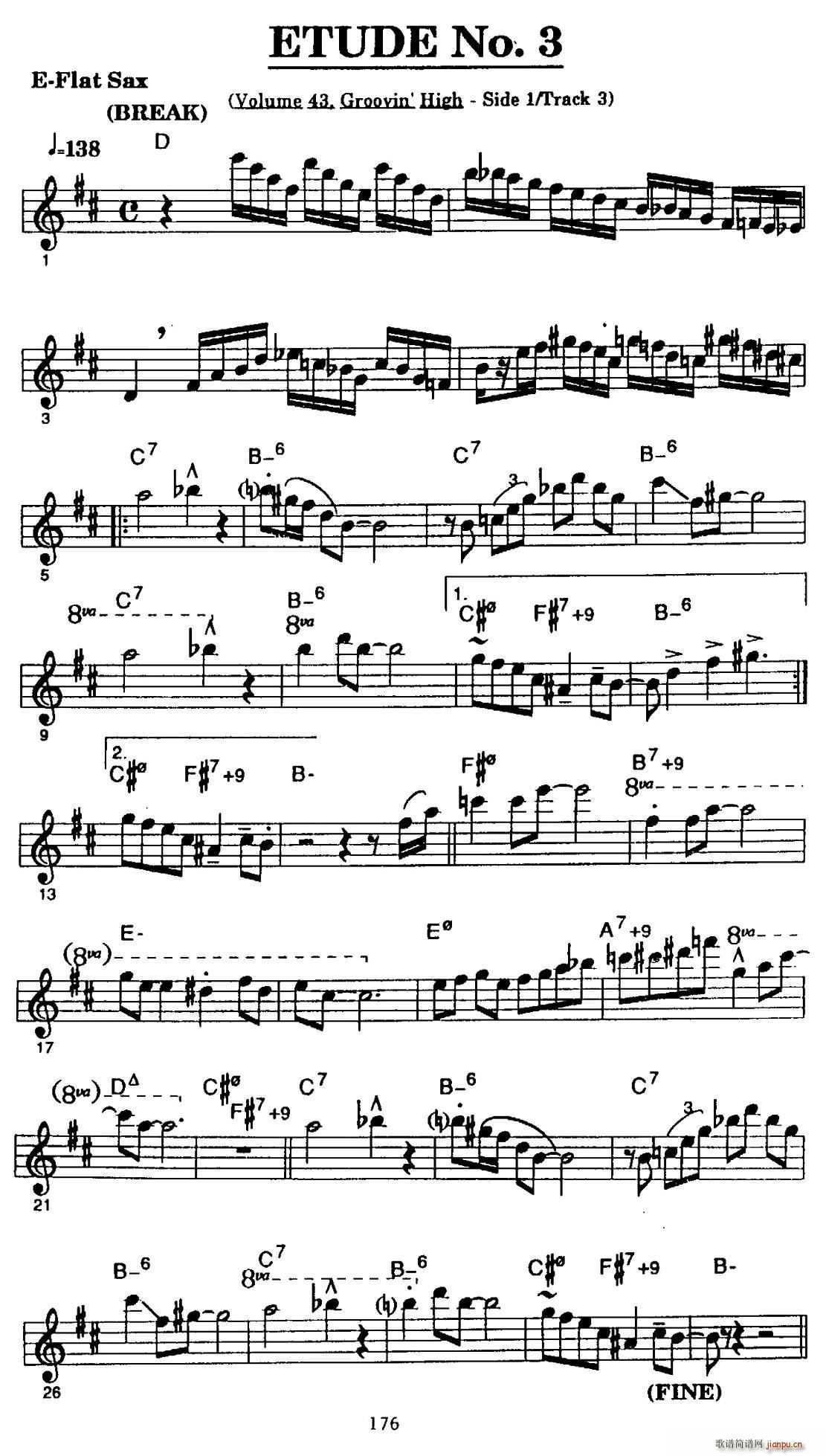 ETUDE No 3 中音萨克斯超吹练习曲(十字及以上)1