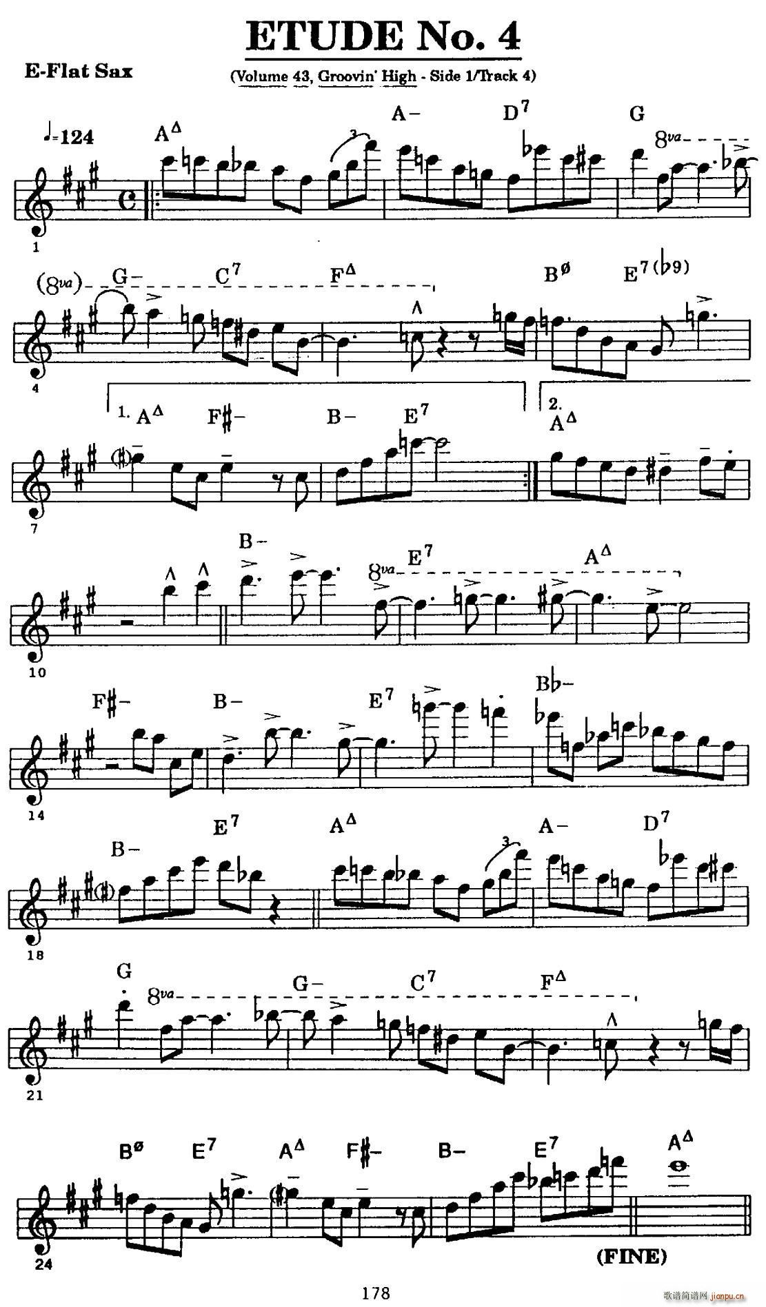 ETUDE No 4 中音萨克斯超吹练习曲(十字及以上)1