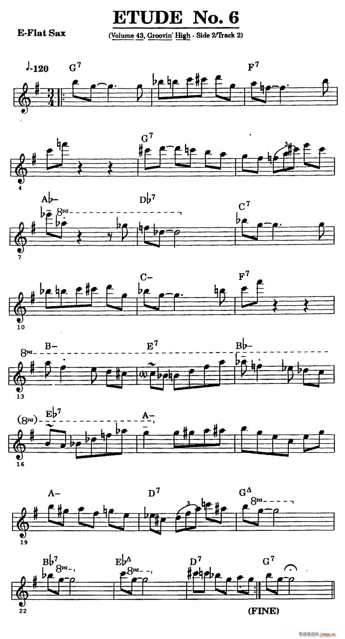 ETUDE No 6 中音萨克斯超吹练习曲(十字及以上)1