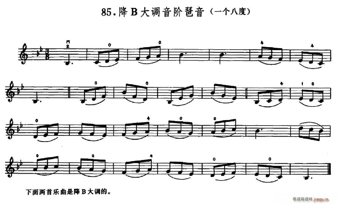 学琴之路练习曲85 降B大调音阶琶音 一个八度(十字及以上)1
