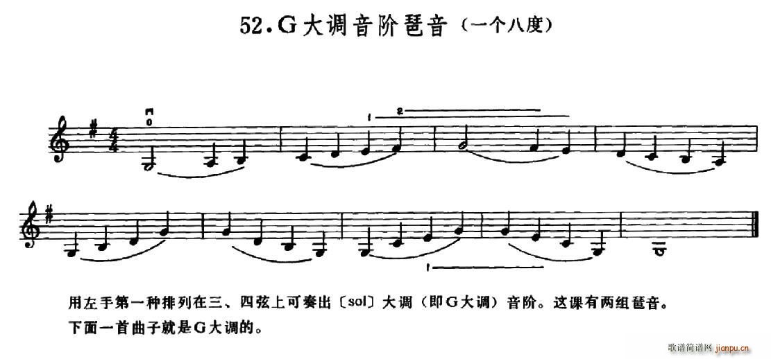 学琴之路练习曲52 G大调音阶琶音 一个八度(十字及以上)1