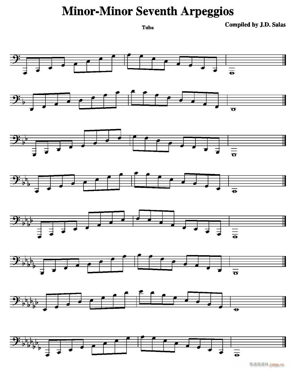 Minor Minor 7th Arpeggios Tuba 大号练习教材选曲(十字及以上)1