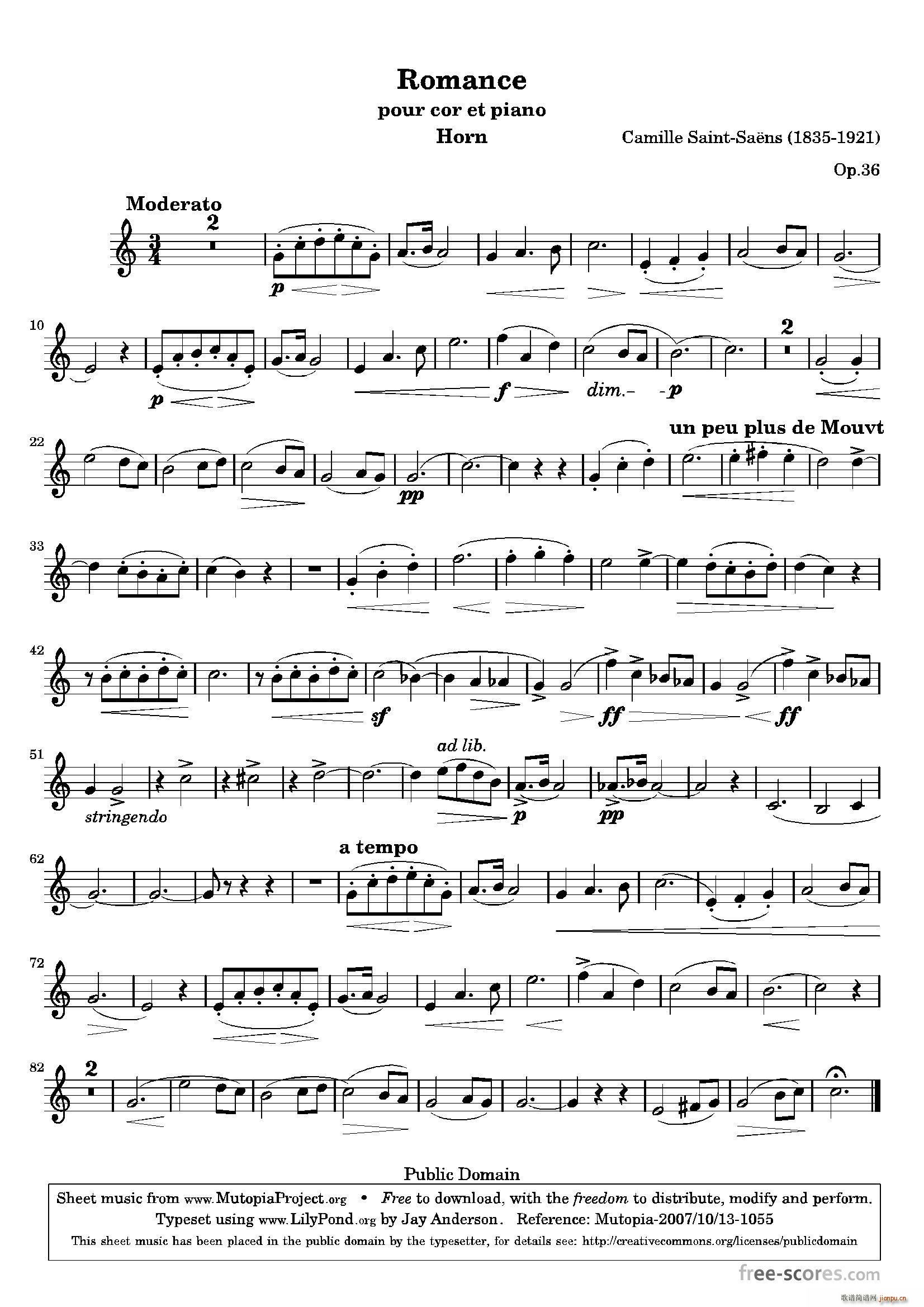 圣桑 浪漫曲 圆号独奏(十字及以上)1