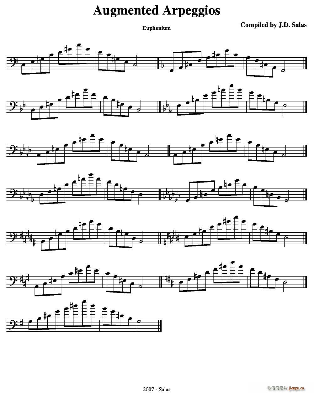 Augmented Arpeggios Euphonium 上低音号练习教材选曲(十字及以上)1