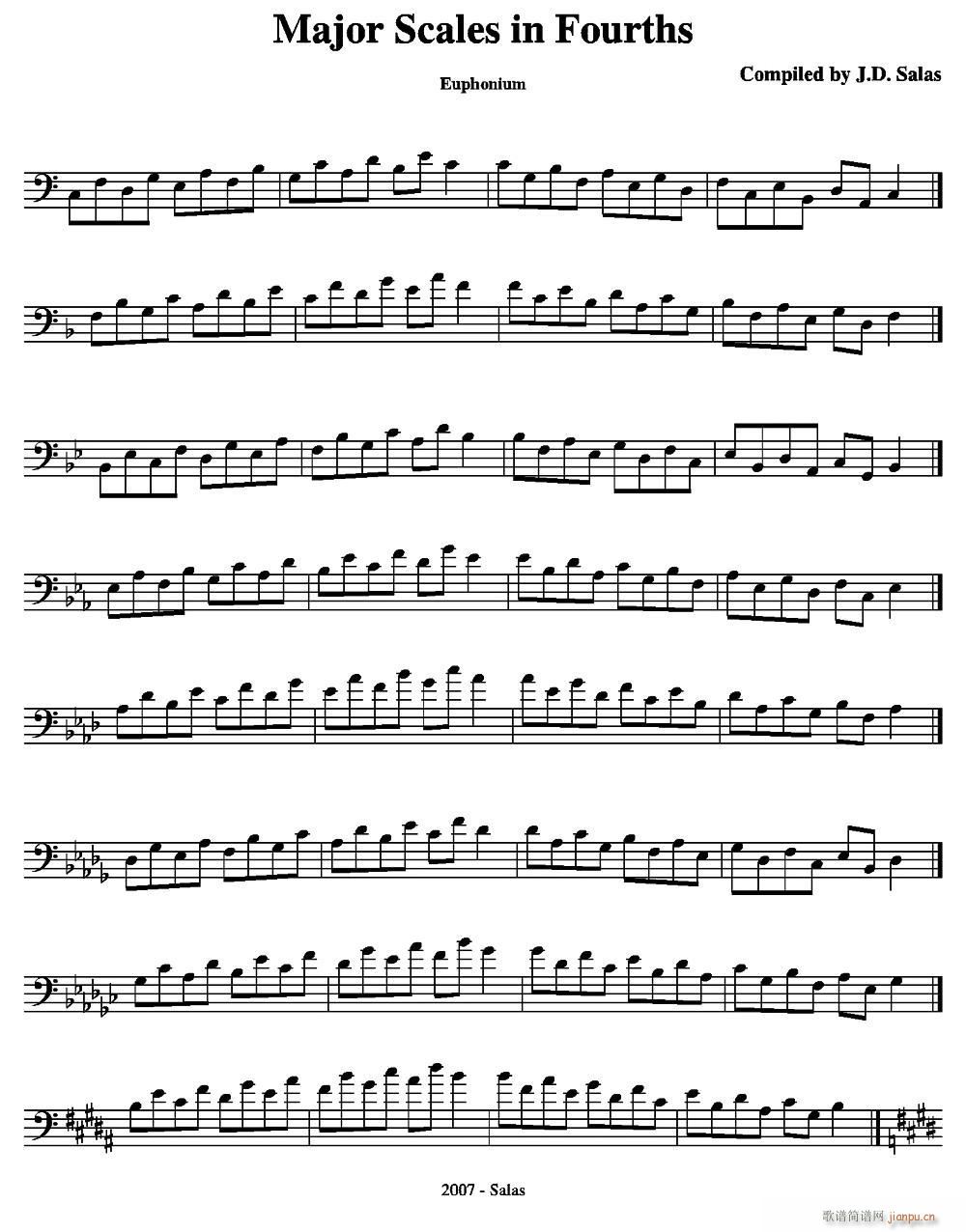 Major Scales in 4ths Euphonium 上低音号练习教材选曲(十字及以上)1