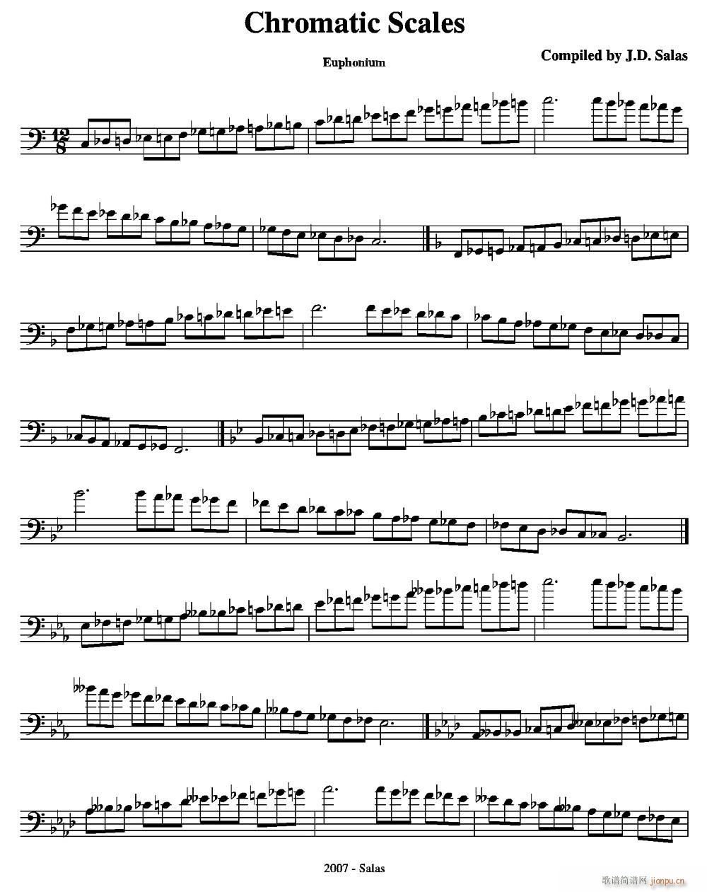 Chromatic Scales Euphonium 上低音号练习教材选曲(十字及以上)1
