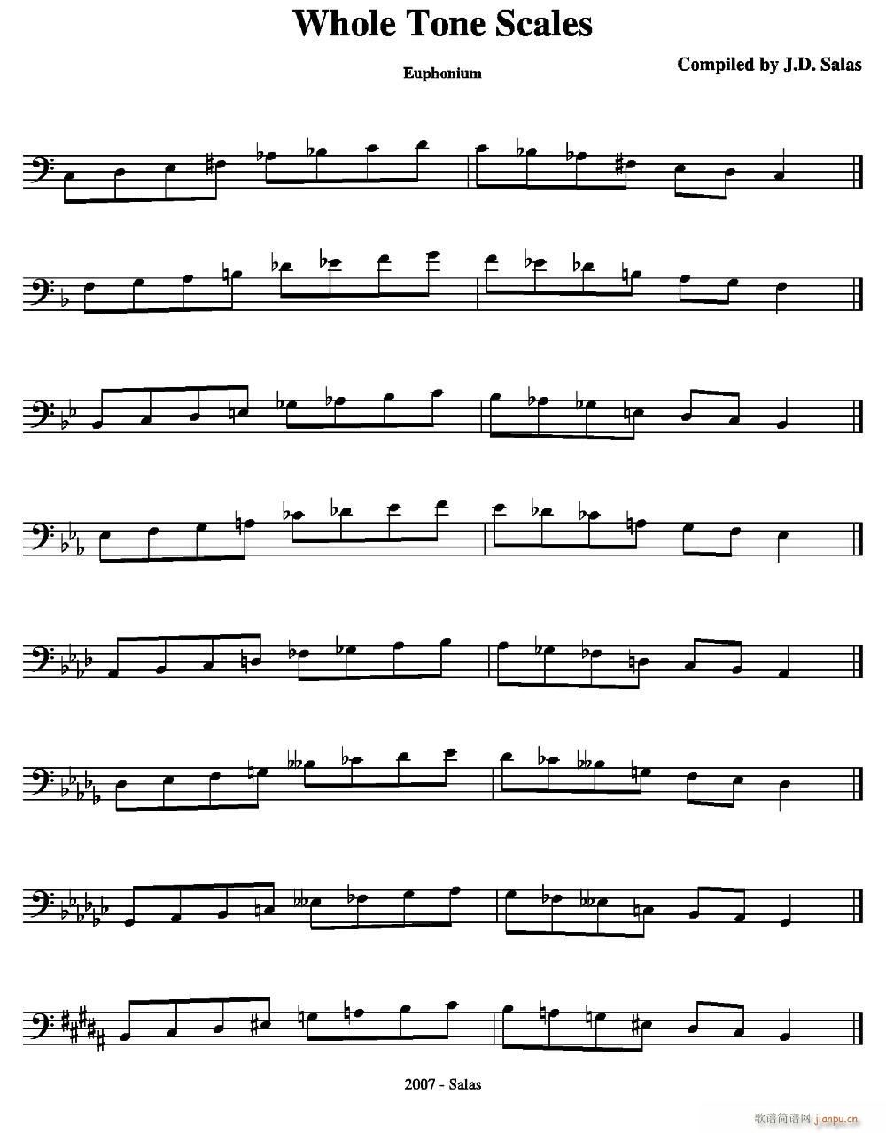 Whole Tone Scales Euphonium 上低音号练习教材选曲(十字及以上)1