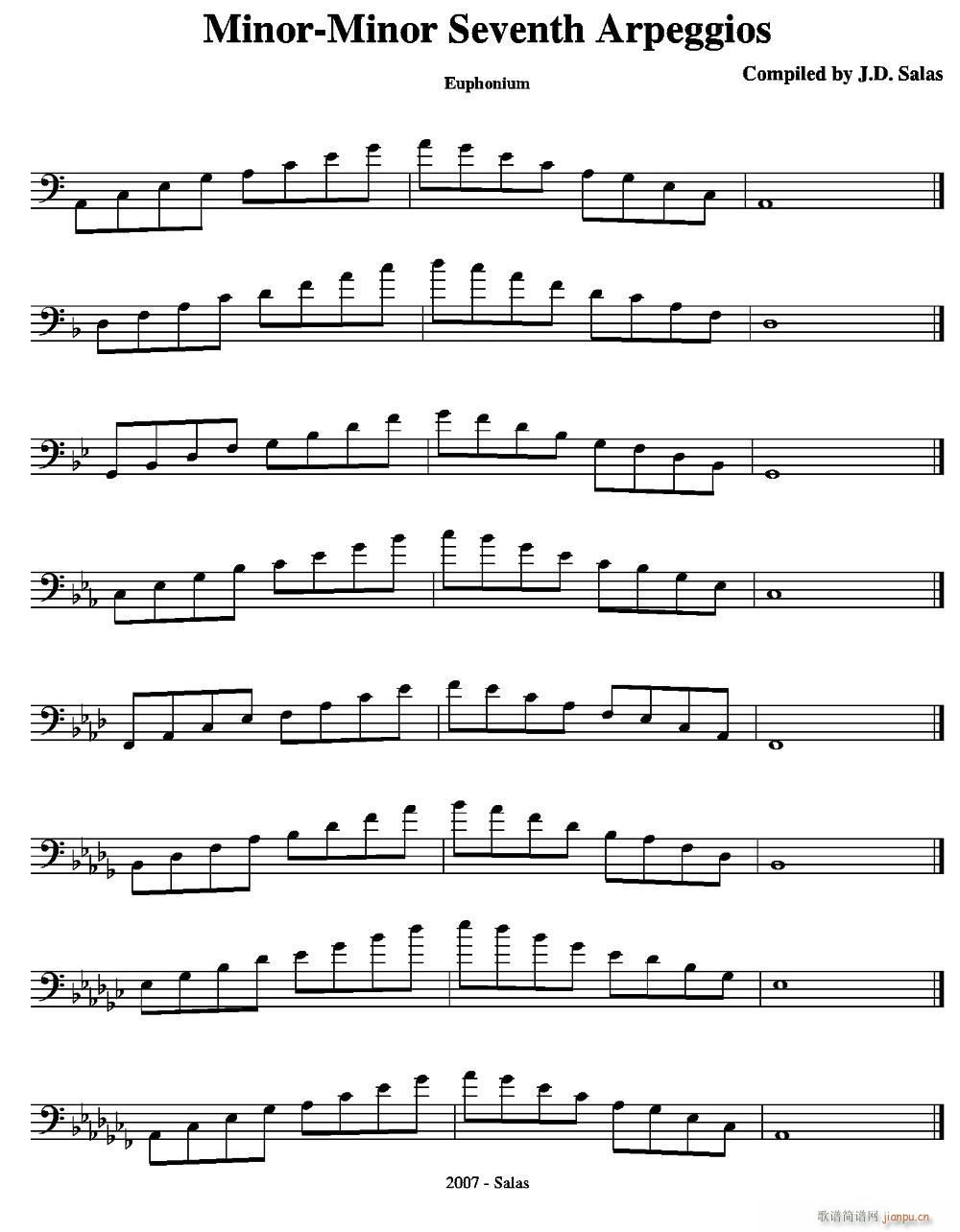 Minor Minor 7th Arpeggios Euphonium 上低音号练习教材选曲(十字及以上)1
