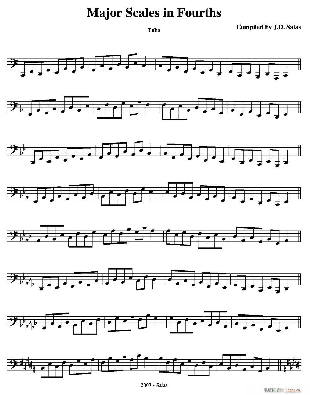 Major Scales in 4ths Tuba 大号练习教材选曲(十字及以上)1