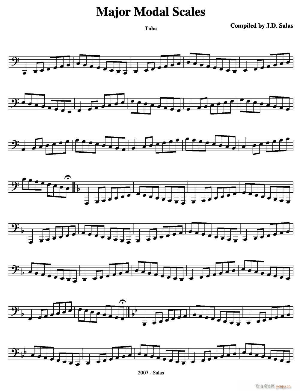 Major Modal Scales Tuba 大号练习教材选曲(十字及以上)1