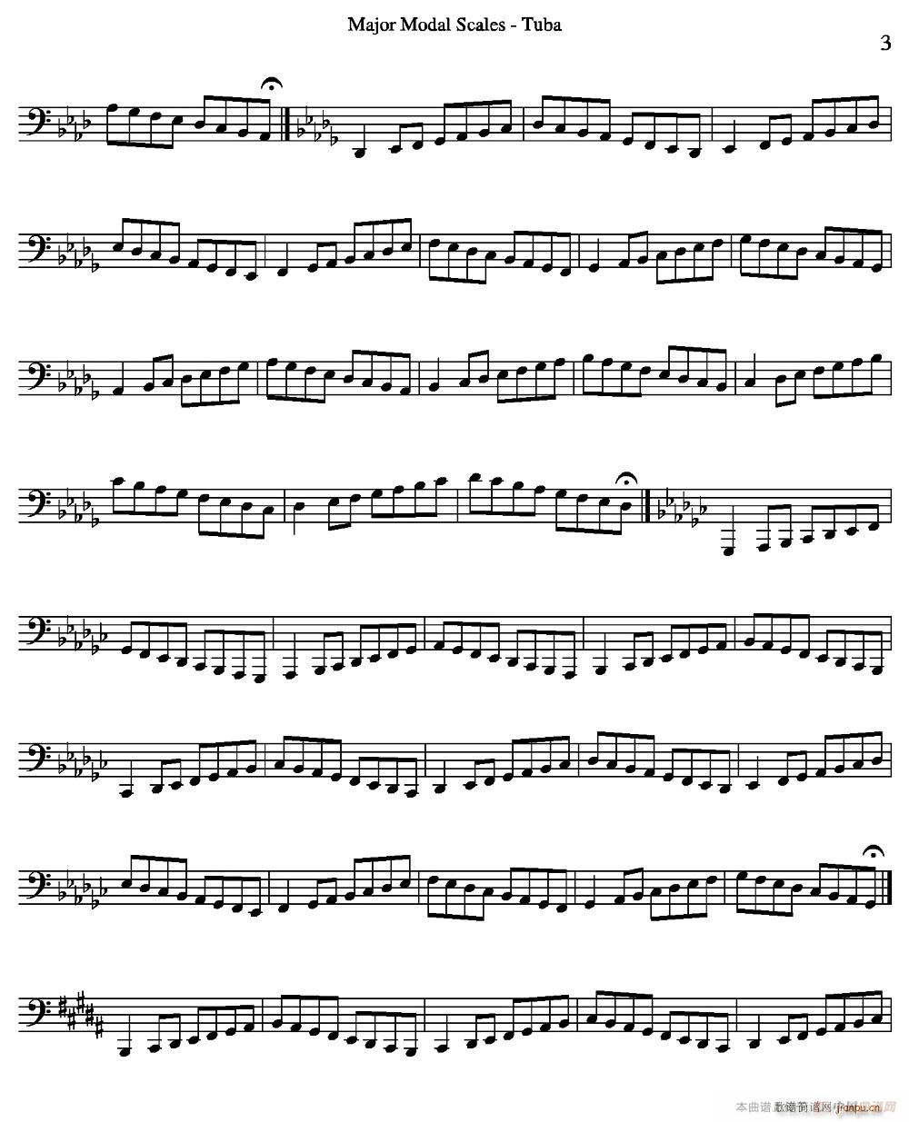 Major Modal Scales Tuba 大号练习教材选曲(十字及以上)3