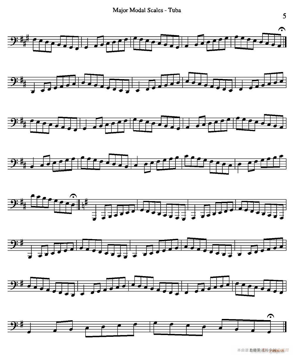 Major Modal Scales Tuba 大号练习教材选曲(十字及以上)5