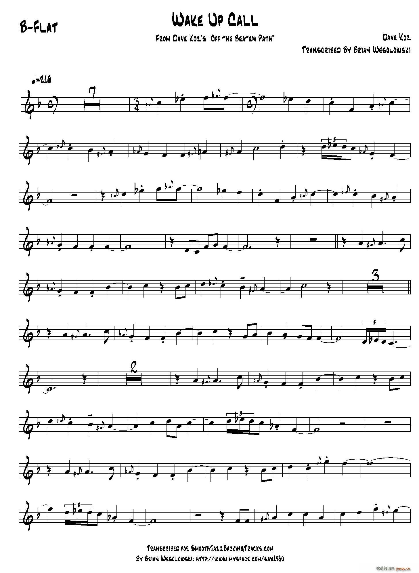 Wake Up Call 次中音萨克斯(十字及以上)1