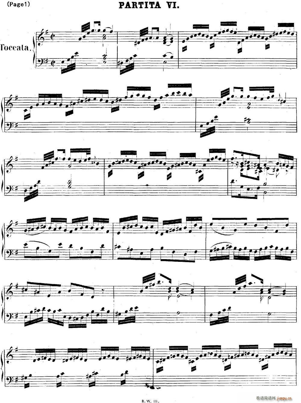 帕蒂塔6首德国组曲 No 6 e小调 巴赫 Partita e Minor BWV 830(十字及以上)1
