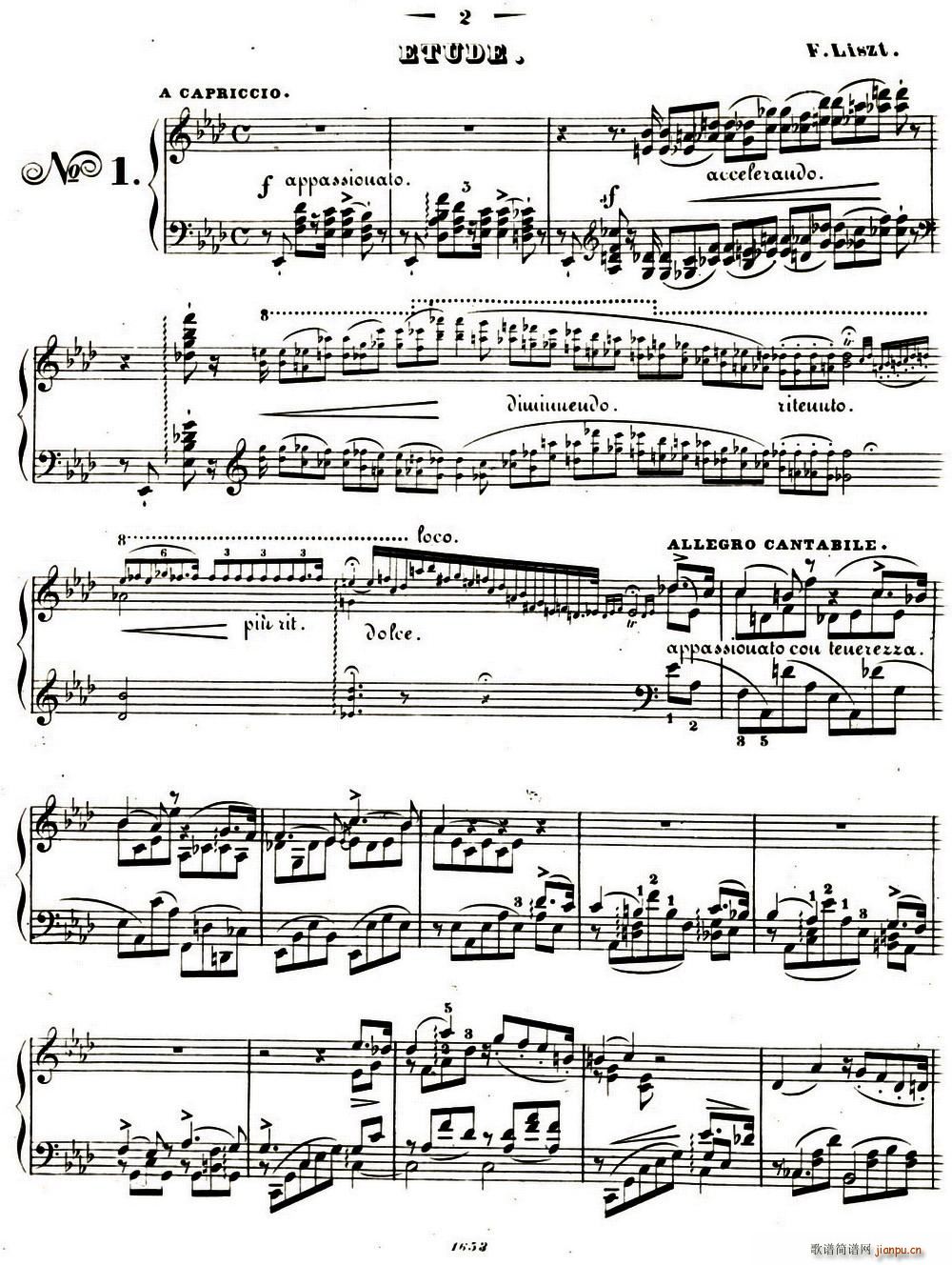 李斯特音乐会练习曲 S144 1 悲歌 降A大调 S144 Il(十字及以上)1
