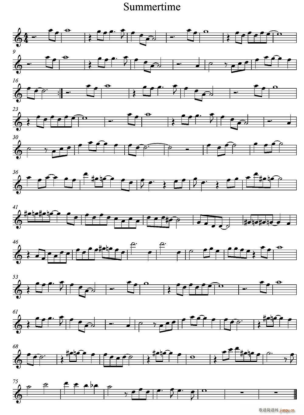 Summertime Alto Saxophone Version(十字及以上)1