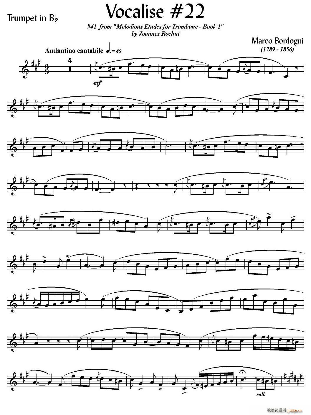 Bordogni Vocalise 22 小号 铜管(十字及以上)1