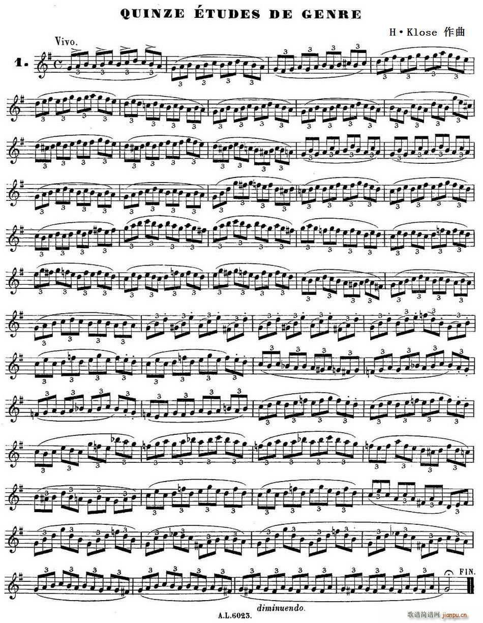 H Klose练习曲 Quinze etudes de genre 1(十字及以上)1