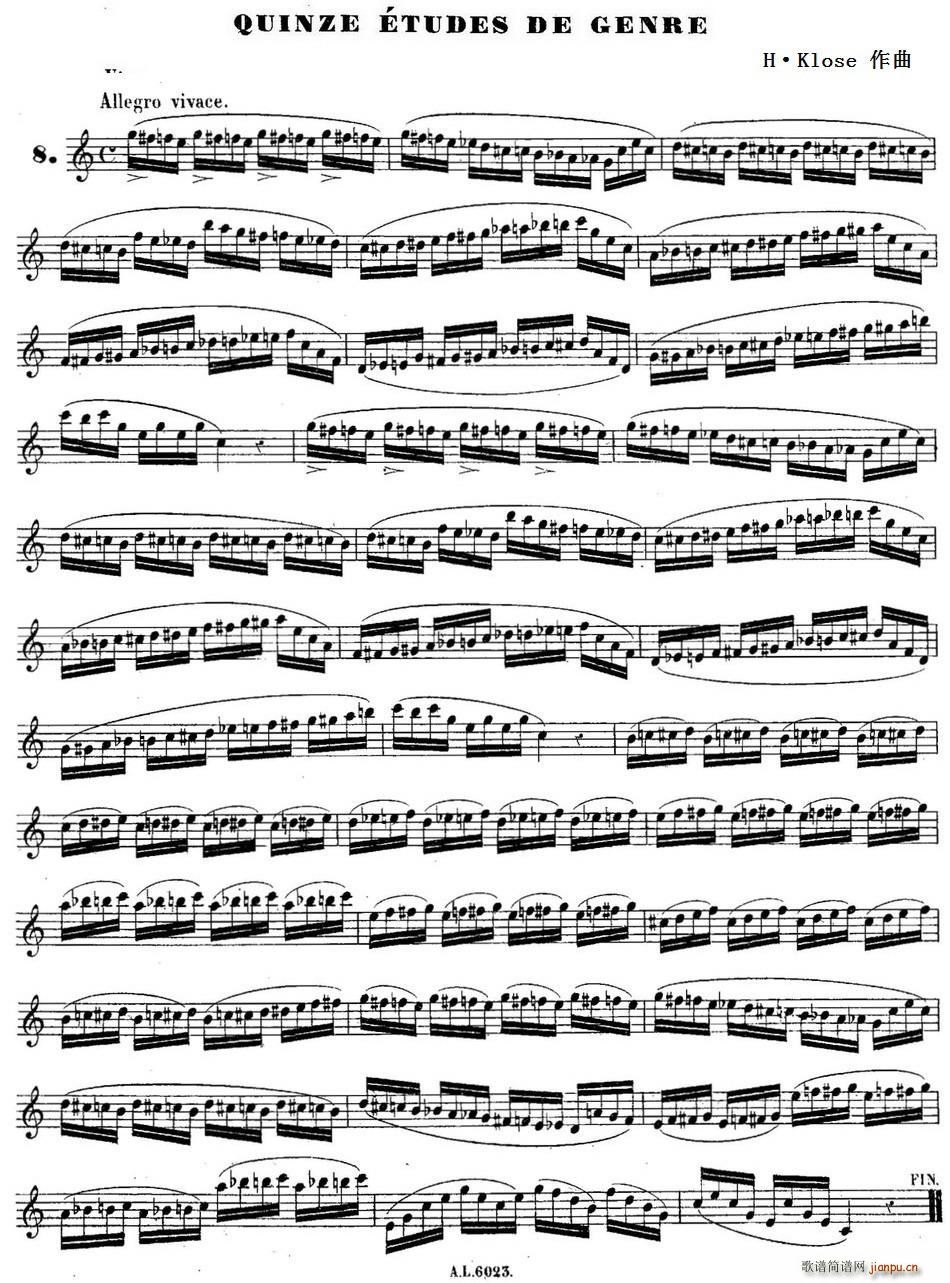H Klose练习曲 Quinze etudes de genre 8(十字及以上)1
