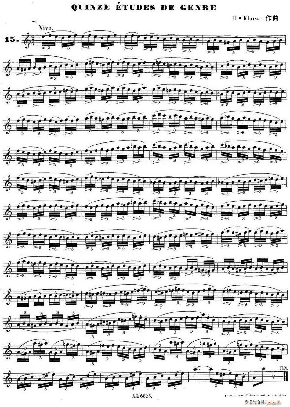 H Klose练习曲 Quinze etudes de genre 15(十字及以上)1