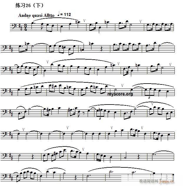 低音谱表视唱练习曲 26 下(十字及以上)1