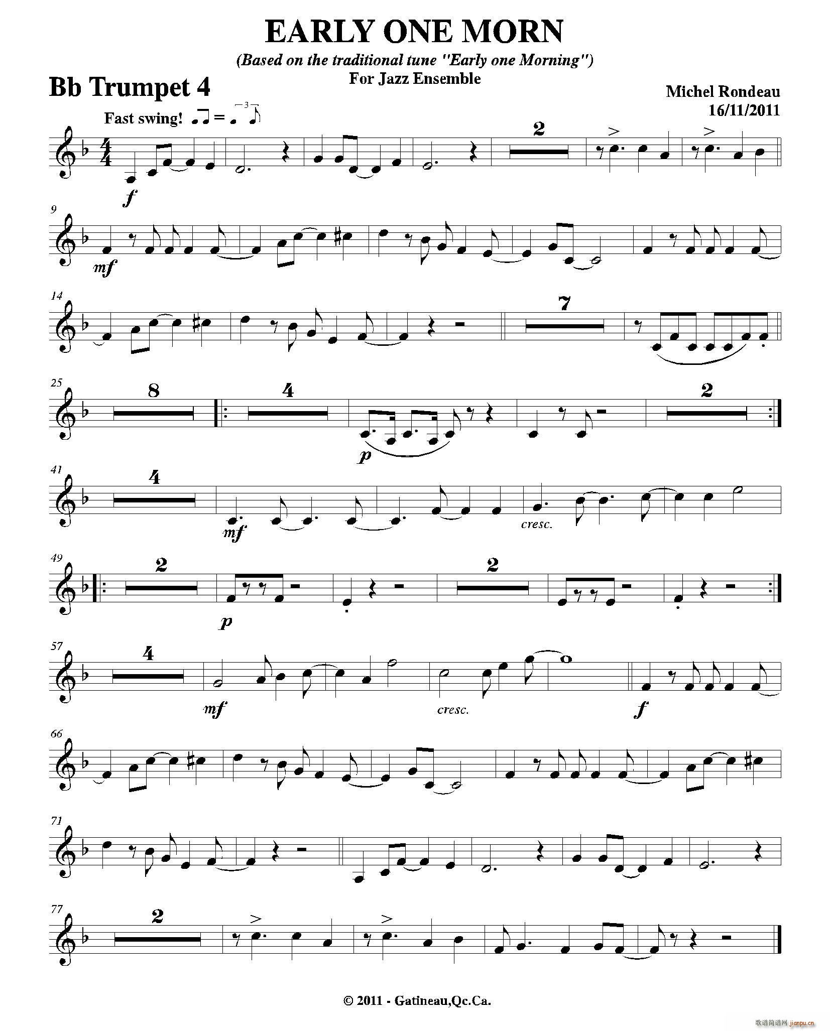 EARLY ONE MORN 第四降B小号(十字及以上)1