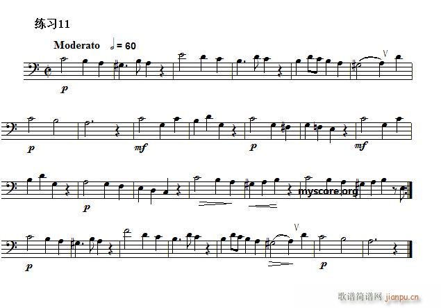 低音谱表视唱练习曲11(十字及以上)1