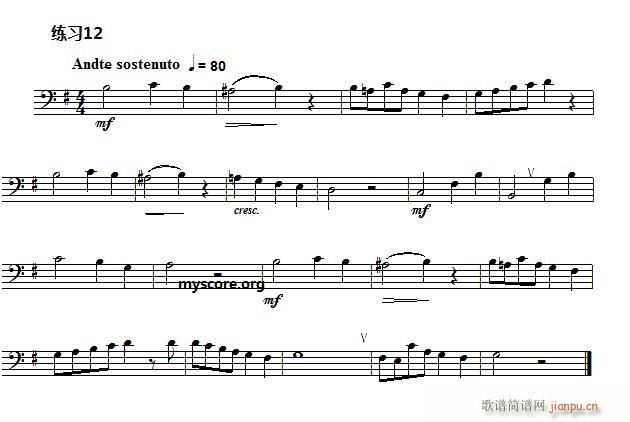 低音谱表视唱练习曲12(十字及以上)1