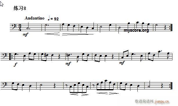 低音谱表视唱练习曲78(十字及以上)1