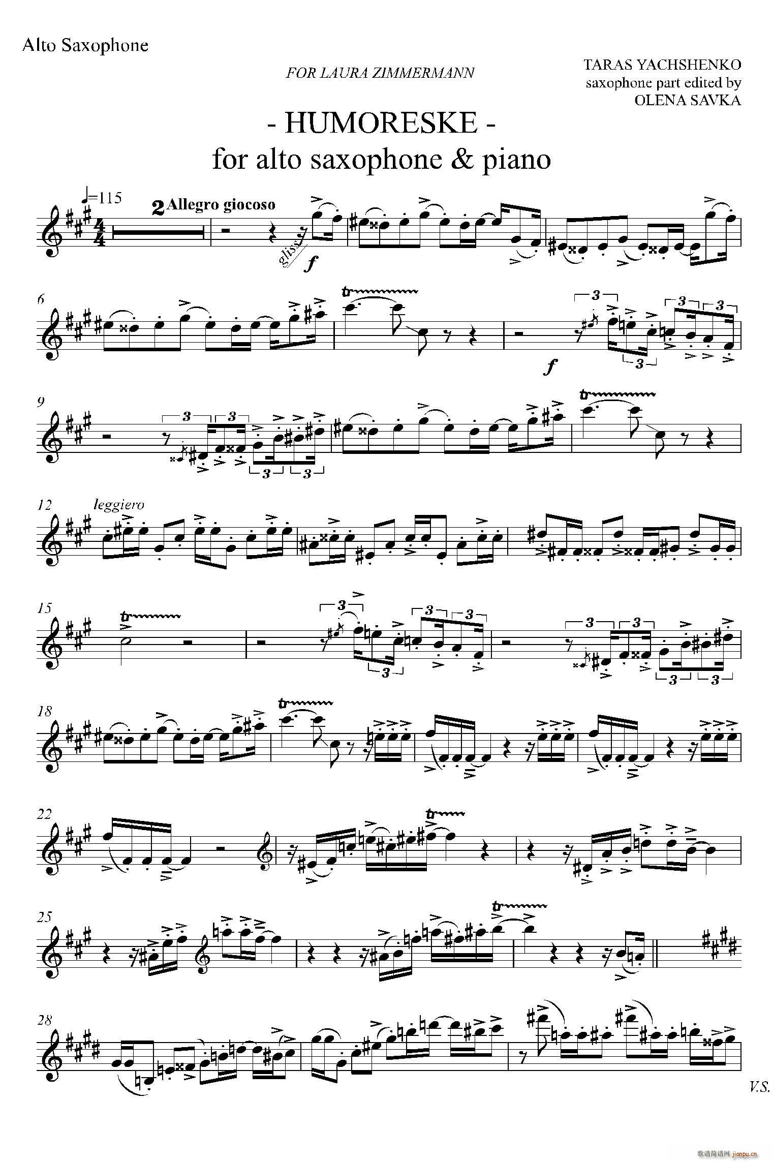 HUMORESKE 中音萨克斯独奏(十字及以上)1