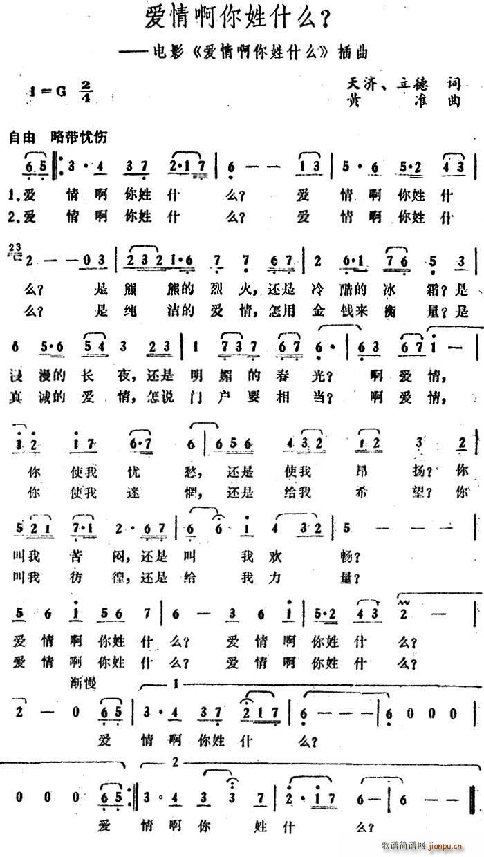 爱情啊你姓什么 电影 爱情啊你姓什么 插曲(十字及以上)1