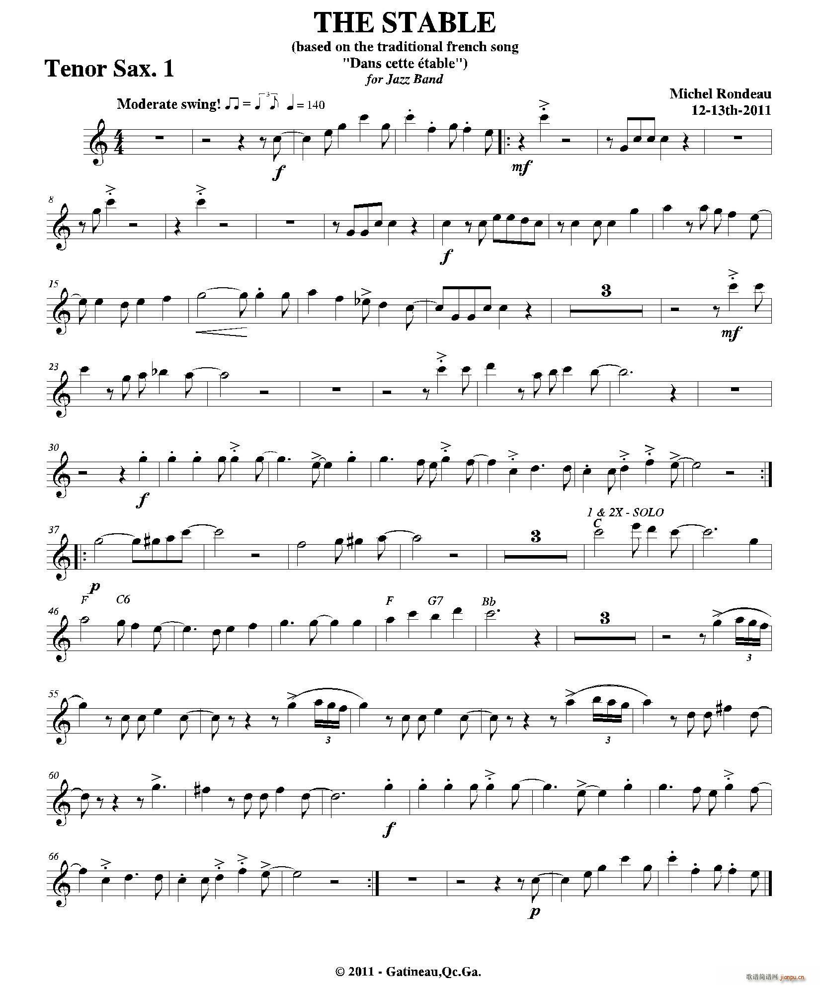 THE STABLE 第一次中音萨克斯(十字及以上)1