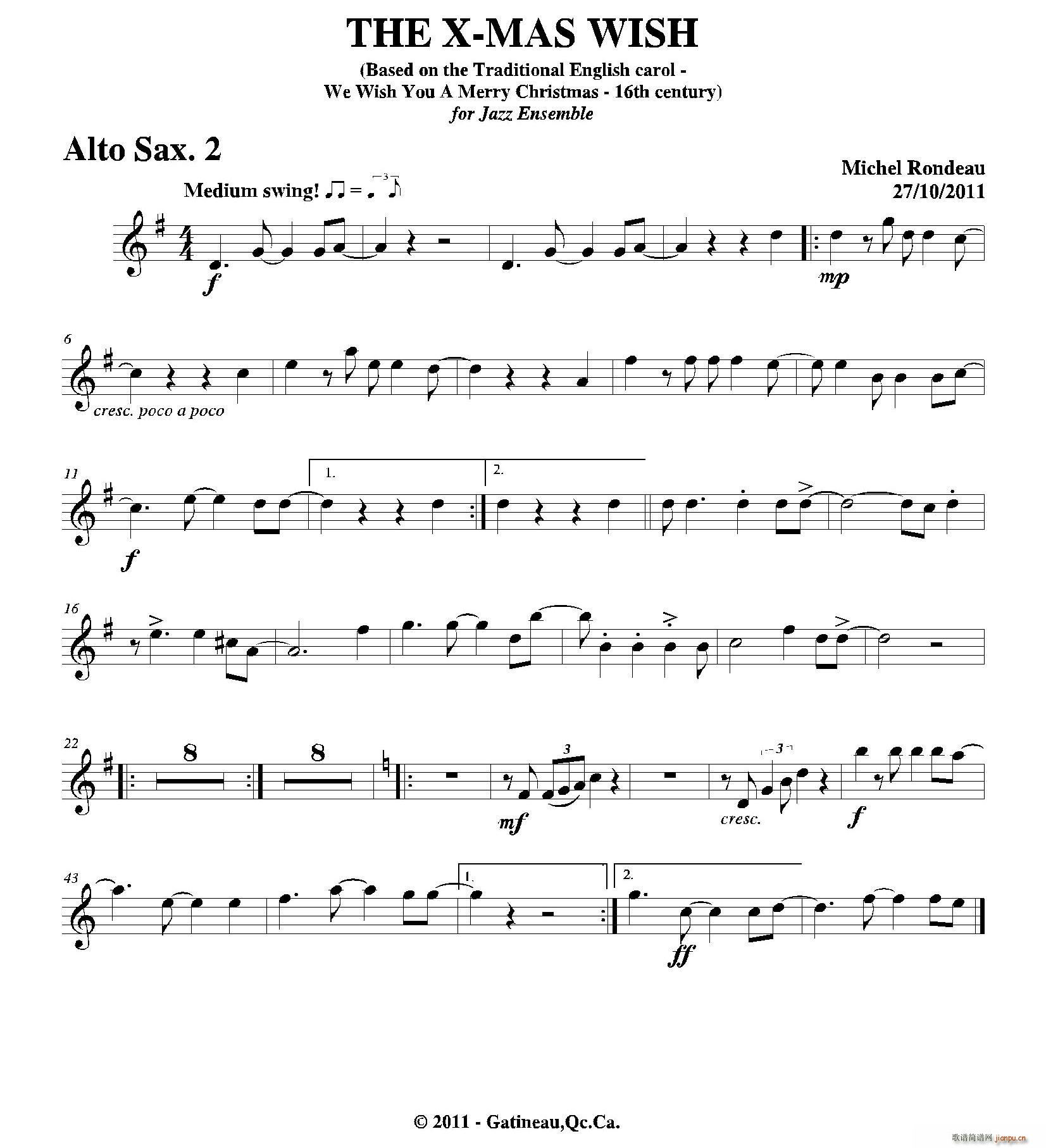 THE X MAS WISH 第二中音萨克斯(十字及以上)1