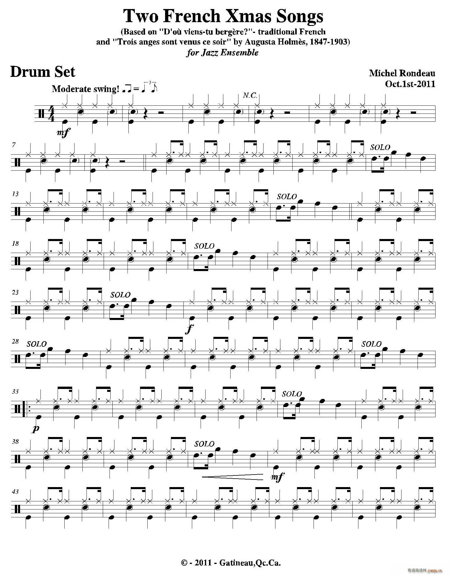 Two French Xmas Songs 爵士鼓(十字及以上)1