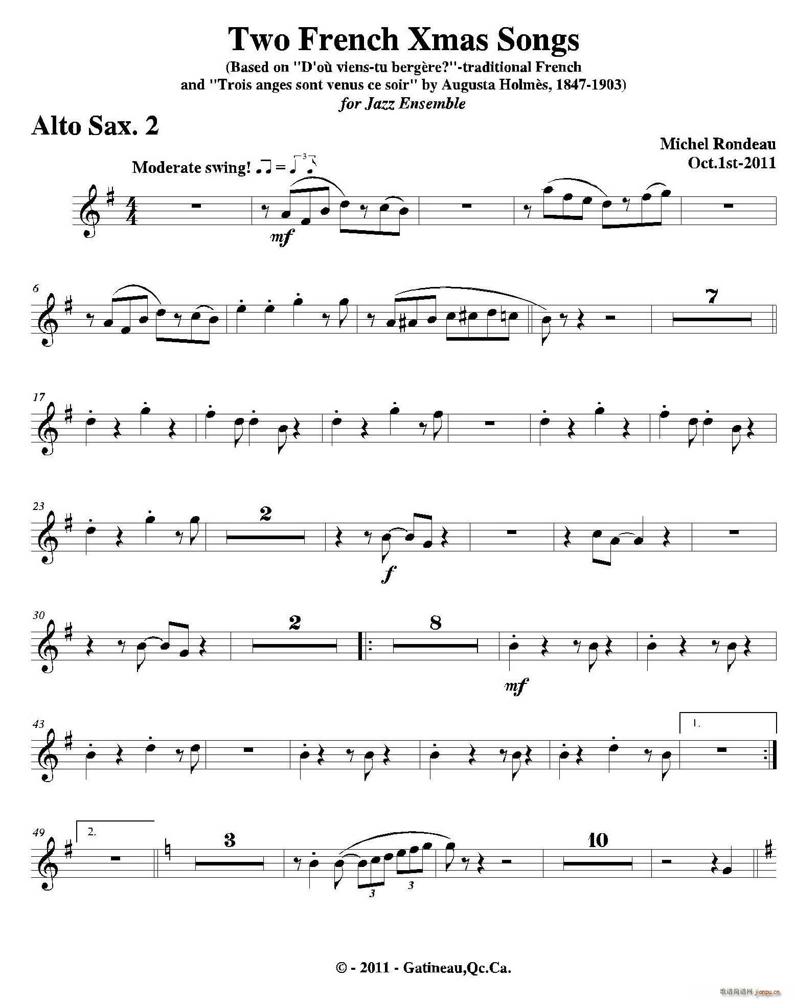 Two French Xmas Songs 第二中音萨克斯(十字及以上)1