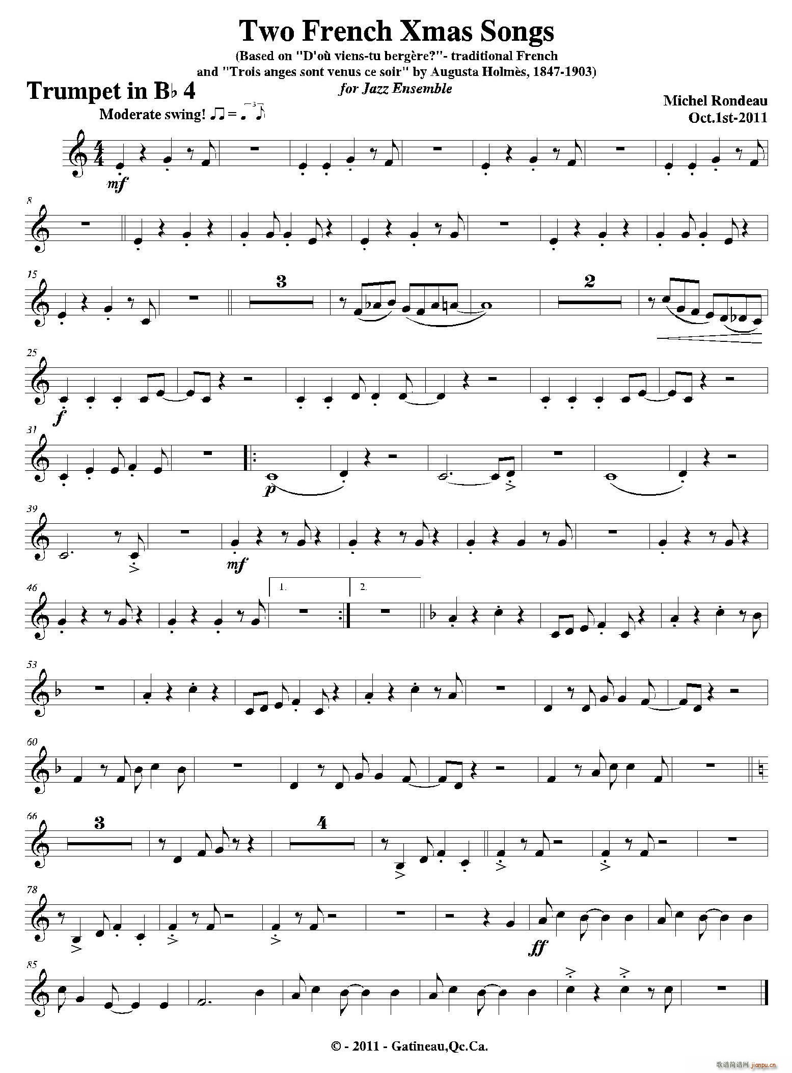 Two French Xmas Songs 第四小号(十字及以上)1