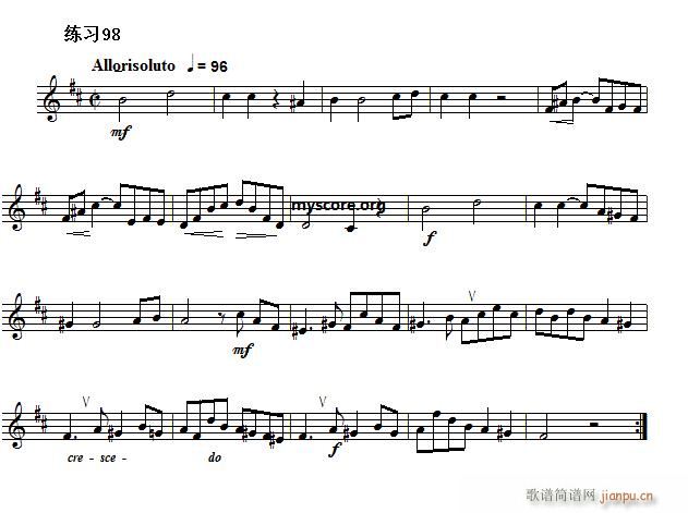 快速入门 附录 视唱浅易经典练习曲 98(十字及以上)1