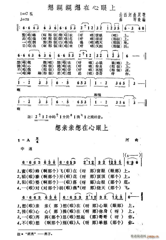 想亲亲想在心眼上 民歌 苏琴改编版(十字及以上)1