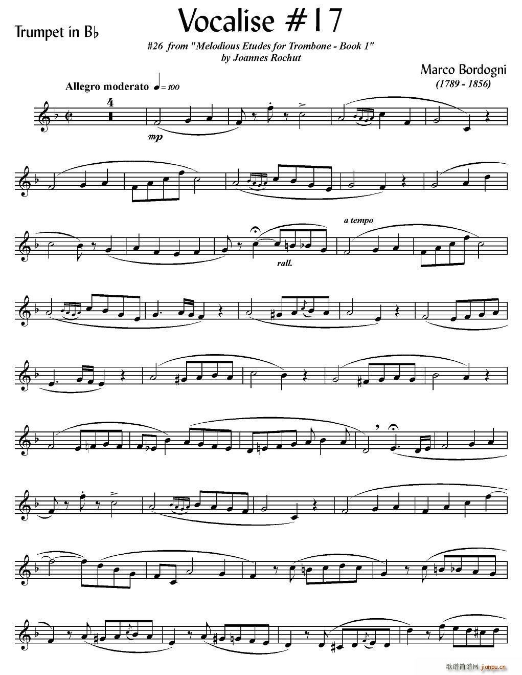 Bordogni Vocalise 17 小号 铜管(十字及以上)1
