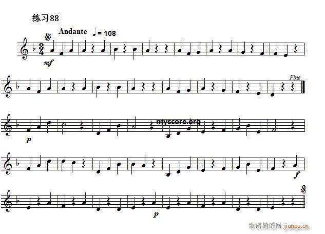 快速入门 附录 视唱浅易经典练习曲 88(十字及以上)1