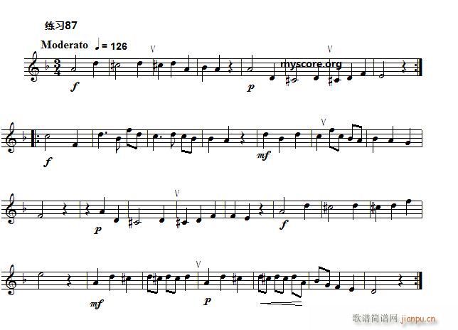 快速入门 附录 视唱浅易经典练习曲 87(十字及以上)1