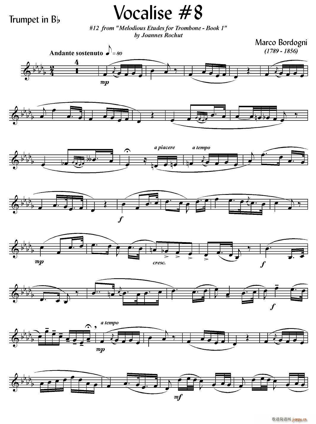 Bordogni Vocalise 8 小号 铜管(十字及以上)1