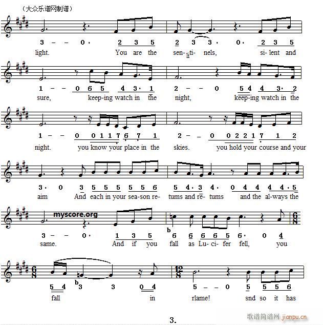 繁星 世界名曲 英文版(十字及以上)3