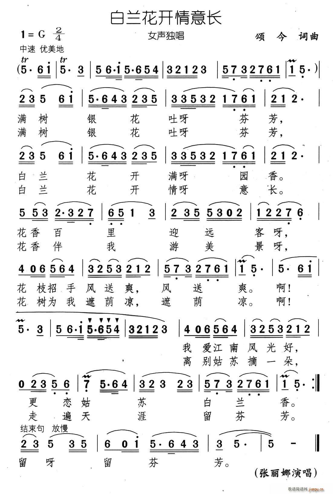 玉兰花开情意长 又名 白玉兰情意长(十字及以上)1