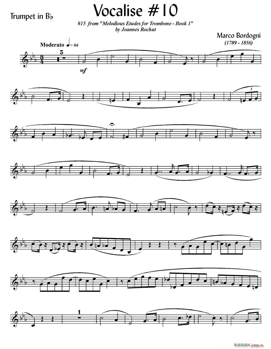 Bordogni Vocalise 10 小号 铜管(十字及以上)1