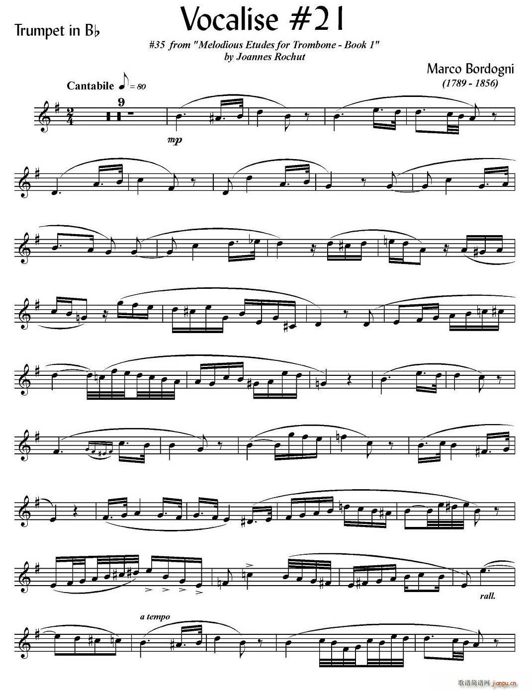 Bordogni Vocalise 21 小号 铜管(十字及以上)1